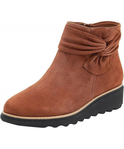 Heel Casual Wedge Zipper Short Side Warm Fashion Women's Boots Bowknot women's boots Women's Boots with Laces Brown $21.76 Boots