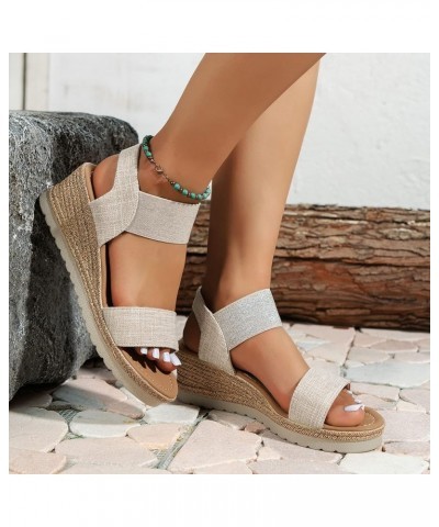 sandals women platform wedge Slipper maroon heels for women women orange sandals white strappy heels Z 12-beige $12.39 Sandals