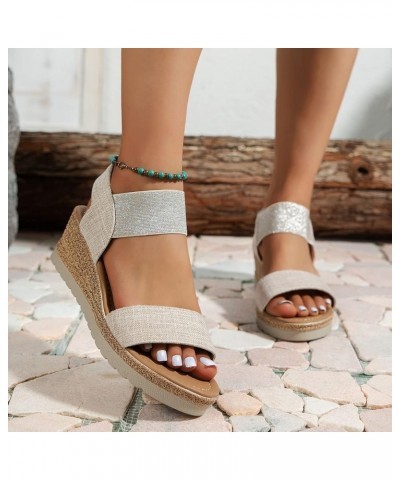 sandals women platform wedge Slipper maroon heels for women women orange sandals white strappy heels Z 12-beige $12.39 Sandals