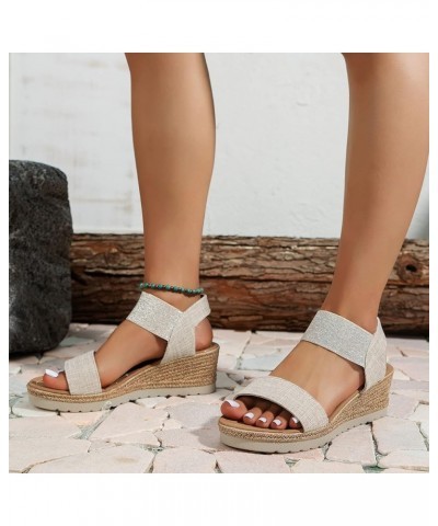 sandals women platform wedge Slipper maroon heels for women women orange sandals white strappy heels Z 12-beige $12.39 Sandals