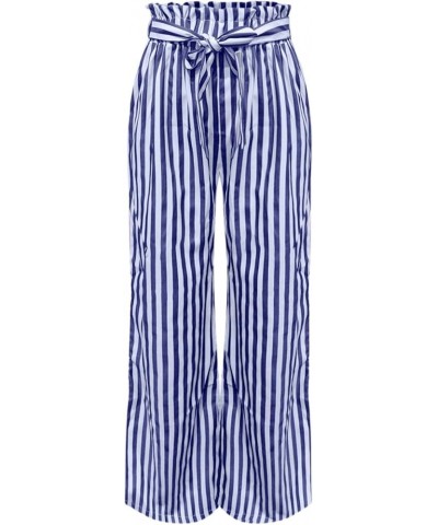 Women's New Women's Loose Casual Split Striped Pants Women's Casual Pants Blue - 2024 Pants for Women $11.33 Outdoor Shoes