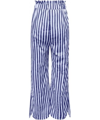 Women's New Women's Loose Casual Split Striped Pants Women's Casual Pants Blue - 2024 Pants for Women $11.33 Outdoor Shoes