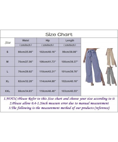 Women's New Women's Loose Casual Split Striped Pants Women's Casual Pants Blue - 2024 Pants for Women $11.33 Outdoor Shoes