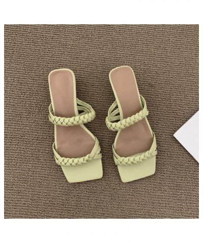 Women's Double Braided Slip-on Sandals Square Toe Open Toe Mule Slides Weave Summer Casual Party Shoes for Women Green $15.92...