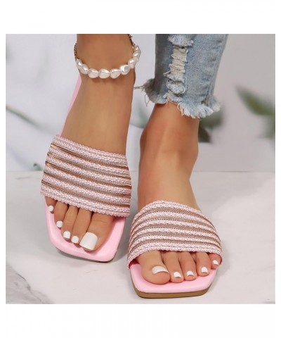 Sandals Women Dressy Summer Flat, Women's Summer Sandals Flip Flops Beach Shoes Ankle T-Strap Thong Flat Sandals Pink-2 $9.19...