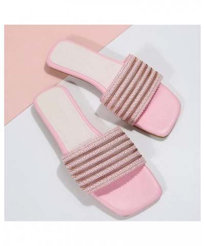 Sandals Women Dressy Summer Flat, Women's Summer Sandals Flip Flops Beach Shoes Ankle T-Strap Thong Flat Sandals Pink-2 $9.19...