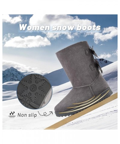 Women's Winter Boots For Boots Mid Calf Boots Fuzzy Snow Boots Fur Lined Ankle Booties Warm Boots Grey $22.54 Outdoor Shoes