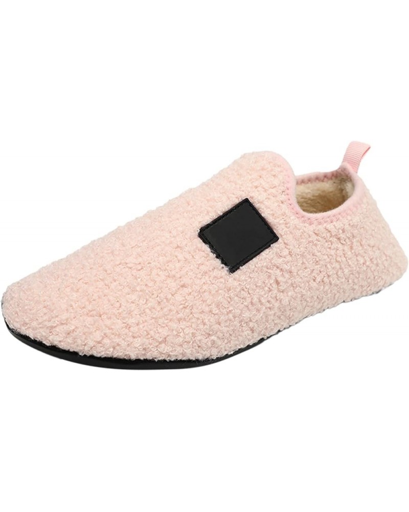 Men And Ladies Couples Winter Solid Colour Home Indoor Cotton Slippers Soft Bottom Package With Thickened Velvet Pink ➤➤ 2024...