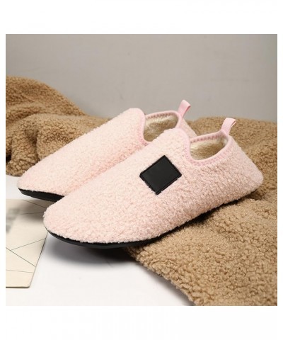 Men And Ladies Couples Winter Solid Colour Home Indoor Cotton Slippers Soft Bottom Package With Thickened Velvet Pink ➤➤ 2024...