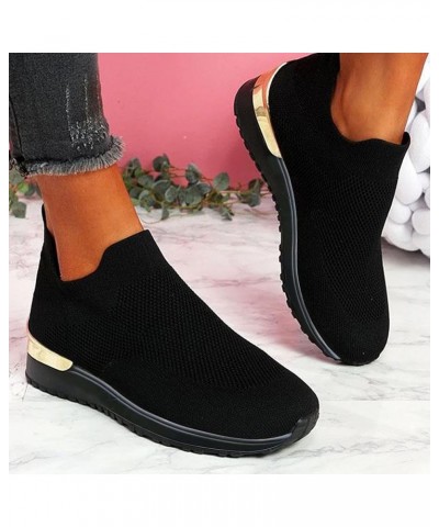 Slip on Sneakers Woman Sneakers Athletic Shoes Women Hight Top Slip On Sneakers Wide Width Sneakers for Women Black $16.88 Fa...