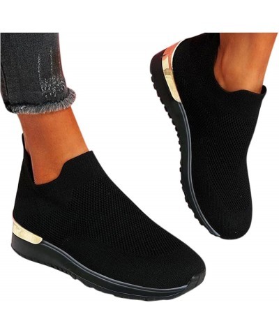 Slip on Sneakers Woman Sneakers Athletic Shoes Women Hight Top Slip On Sneakers Wide Width Sneakers for Women Black $16.88 Fa...