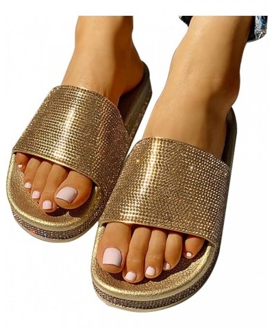 Flip Flop Women Size 6 Crush Sandals For Women Flip Flops For Women Comfortable Sandals Women Beach Slip On F F-gold $14.22 S...