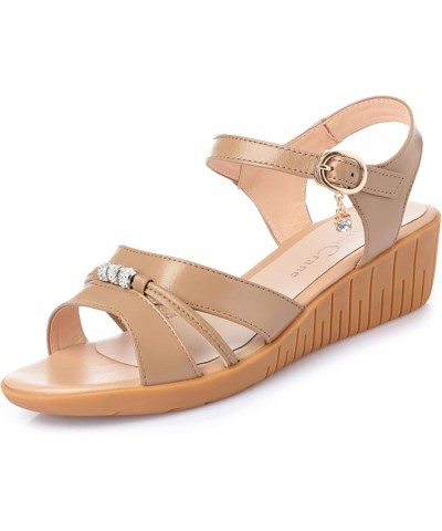 Sandal for Women, Ankle Buckle Summer Open Toe Soft Sole Cozy Non Slip Work Platform Wedge Sandals Khaki 1.77 Inches $25.00 S...