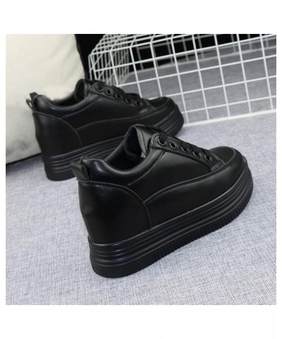 Woman Hidden Wedgie Sneaker High Heels Lace Up Modish Lightweight Walking Shoe Arch Support Platform Sneaker Black $33.75 Fas...