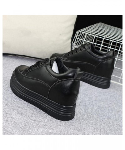 Woman Hidden Wedgie Sneaker High Heels Lace Up Modish Lightweight Walking Shoe Arch Support Platform Sneaker Black $33.75 Fas...