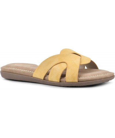 Women's Fortunate Woven Slide Sandal Yellow/Sueded/Smooth $13.63 Sandals