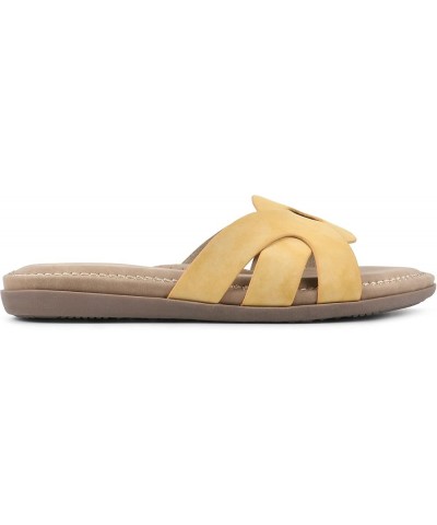 Women's Fortunate Woven Slide Sandal Yellow/Sueded/Smooth $13.63 Sandals