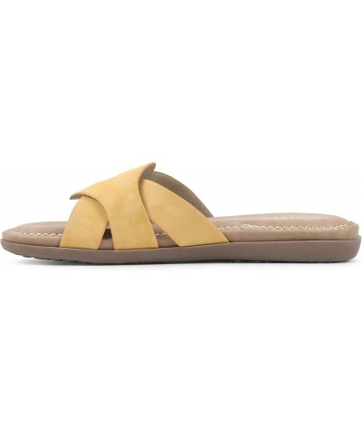 Women's Fortunate Woven Slide Sandal Yellow/Sueded/Smooth $13.63 Sandals