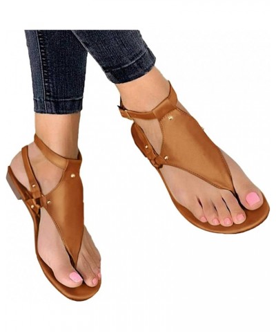 Sandals for Women Gladiator Causal Summer Flat Strappy Flip Flops Thong Sandals Fashion Adjustable Buckle Ankle Strap Open To...