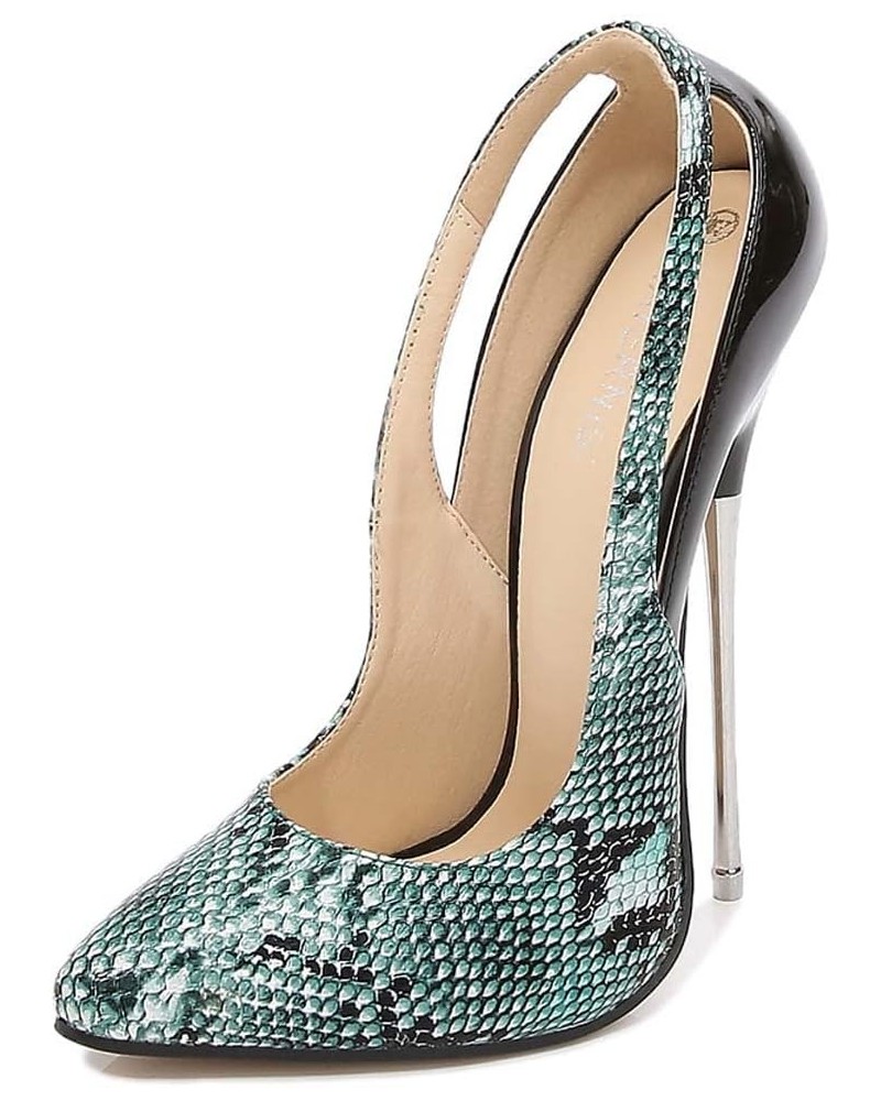 Pointed Thin Heel Sequin high-Heeled Shoes Green 42 $29.66 Pumps