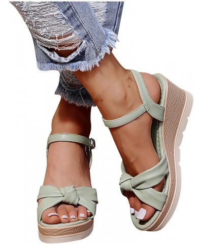 Masbord Wegde Sandals for Women,High Heel Bootie Peep-Toe Ankle Platform Wedges Cutout Side Strap Heeled With Buckle Green $1...