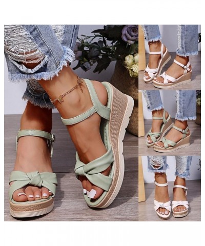 Masbord Wegde Sandals for Women,High Heel Bootie Peep-Toe Ankle Platform Wedges Cutout Side Strap Heeled With Buckle Green $1...