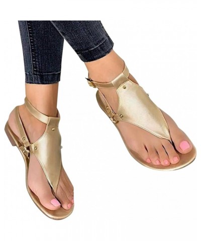 Sandals Women Dressy Summer Flat, Sandals Women Flat Flip Flops Sandals Casual Open Toe Sandals with Ankle Strap Gold $11.24 ...