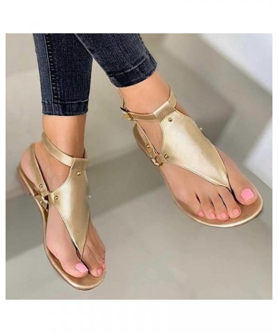 Sandals Women Dressy Summer Flat, Sandals Women Flat Flip Flops Sandals Casual Open Toe Sandals with Ankle Strap Gold $11.24 ...