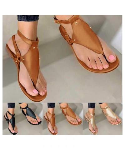 Sandals Women Dressy Summer Flat, Sandals Women Flat Flip Flops Sandals Casual Open Toe Sandals with Ankle Strap Gold $11.24 ...