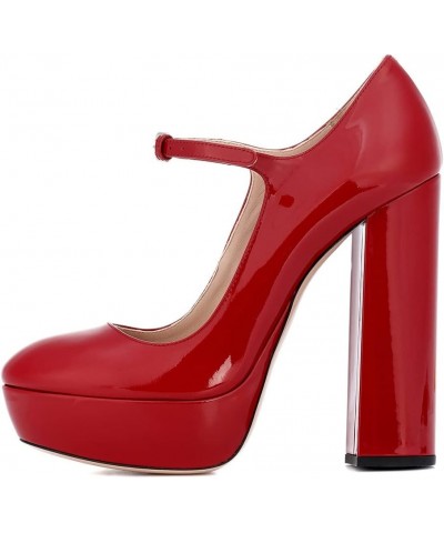 High Heels Ladies Chunky Heel Platform Round Toe Mary Jane Shoes Dress Shoes-Brown||41 37 Red1 $44.50 Pumps