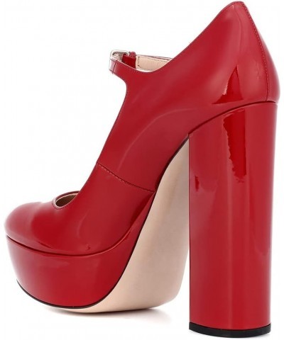 High Heels Ladies Chunky Heel Platform Round Toe Mary Jane Shoes Dress Shoes-Brown||41 37 Red1 $44.50 Pumps