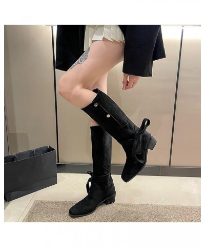 Knee High Boots Platform Blue White Cowgirl Boots Short Heel Extra Wide Leg Knee High Boots Women's Western Cowboy Boots Wide...