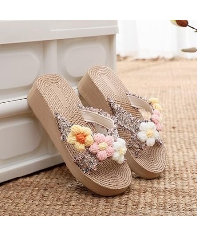 Women's Breathable Open Toe Slippers Women Slippers Fashion Summer New Pattern Flower Flip Flops Wedge (Blue, 8) 7.5 Yellow $...