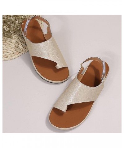 Womens Leather Slide Sandals,Bunion Sandals Comfortable Orthopedic Sandals Summer Flip Flops Casual Walking Wedges Gold $16.5...