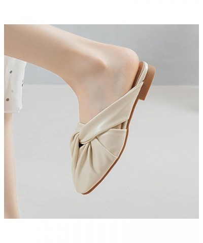 Mules Shoes for Woman Fashion Slip-on Microfiber Round Toe Low Heels Backless Slidess for Outdoor Walking Apricot $29.67 Mule...