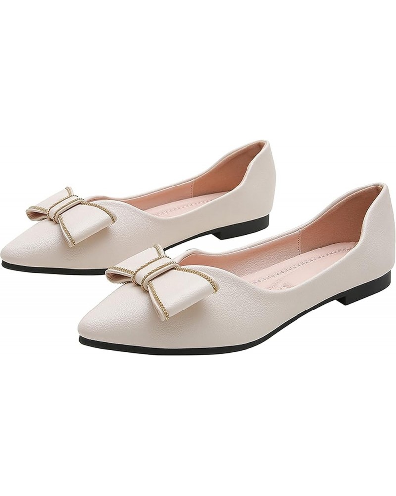 Womens Pointed Toe Ballet Flats Wedding Dressy Shoes for Women Flats Comfortable Slip On Dressy Casual Beige $15.70 Flats