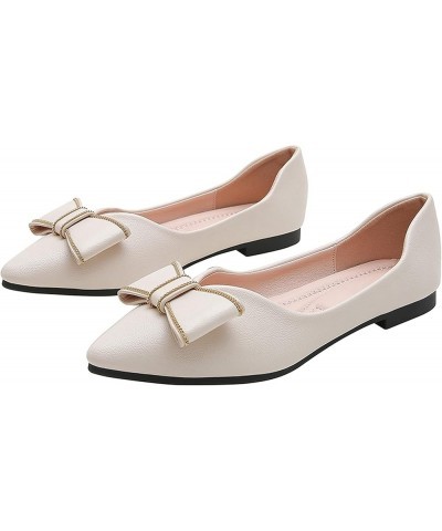 Womens Pointed Toe Ballet Flats Wedding Dressy Shoes for Women Flats Comfortable Slip On Dressy Casual Beige $15.70 Flats