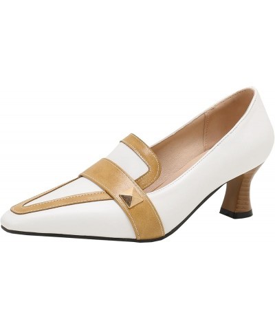 Women Elegant Business Pumps with Kitten Heels and Pointed Toe White $33.52 Pumps