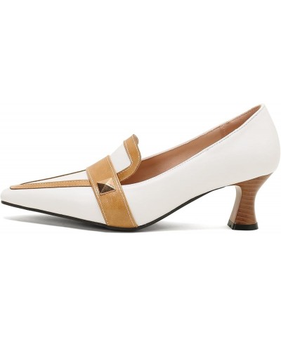 Women Elegant Business Pumps with Kitten Heels and Pointed Toe White $33.52 Pumps