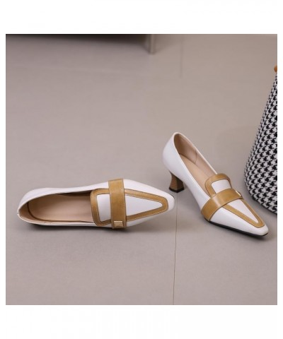 Women Elegant Business Pumps with Kitten Heels and Pointed Toe White $33.52 Pumps