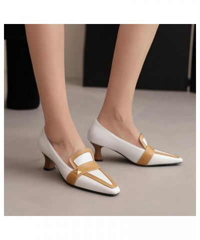 Women Elegant Business Pumps with Kitten Heels and Pointed Toe White $33.52 Pumps