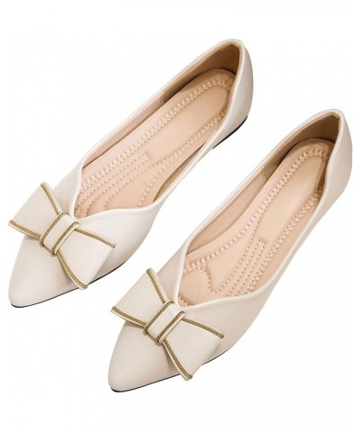 Womens Pointed Toe Ballet Flats Wedding Dressy Shoes for Women Flats Comfortable Slip On Dressy Casual Beige $15.70 Flats