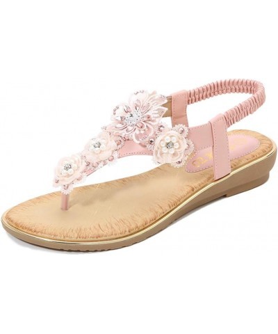 Ladies Casual Shoes Beach Pearl Flower Flops Women Flip Sandals Summer S Slippers for Women Size 10 (Yellow, 9) Pink 8 $18.02...