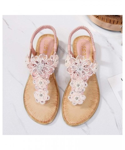 Ladies Casual Shoes Beach Pearl Flower Flops Women Flip Sandals Summer S Slippers for Women Size 10 (Yellow, 9) Pink 8 $18.02...