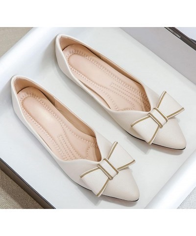 Womens Pointed Toe Ballet Flats Wedding Dressy Shoes for Women Flats Comfortable Slip On Dressy Casual Beige $15.70 Flats