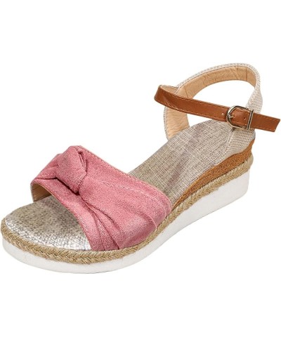 Women Comfort Orthotic Casual Flat Sandals Crossbands Open Toe Summer Espadrilles Sandals Shoes 58-hyems-i-pink $13.85 Slippers