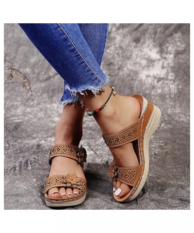 Platform Sandals Women Dressy, Wedge Sandals for Women Comfortable Open Toe Platform Sandals Summer Beach Sandals Brown $20.3...