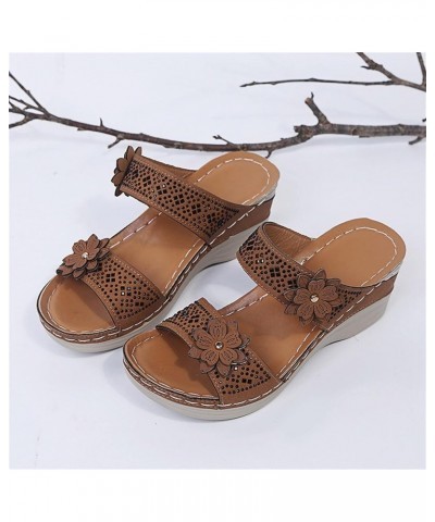 Platform Sandals Women Dressy, Wedge Sandals for Women Comfortable Open Toe Platform Sandals Summer Beach Sandals Brown $20.3...