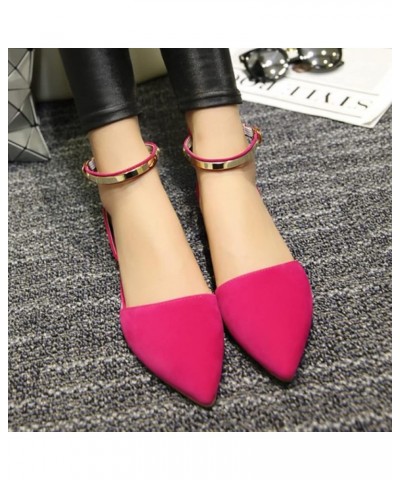 Womens Suede Low Block Heels Pumps Ankle Strap Pointed Toe Heeled Shoes Summer Dress Sandals Party Shoes Rose $29.39 Sandals