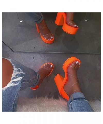 High Heeled sandals For Women Toddler Boy sandals Velvet Platform Heels sandals Women Silver Comfortable Chunky Heeled Orange...